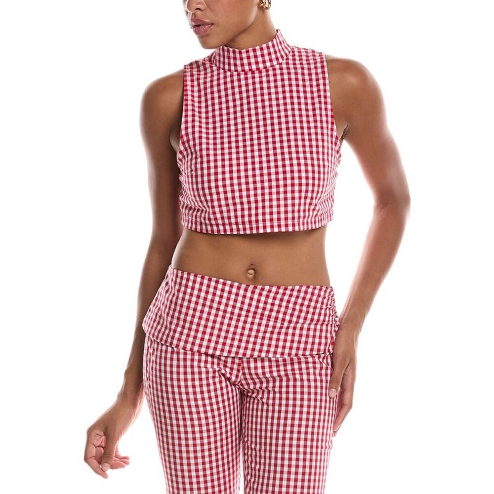Estellina Womens  Check Top, Red